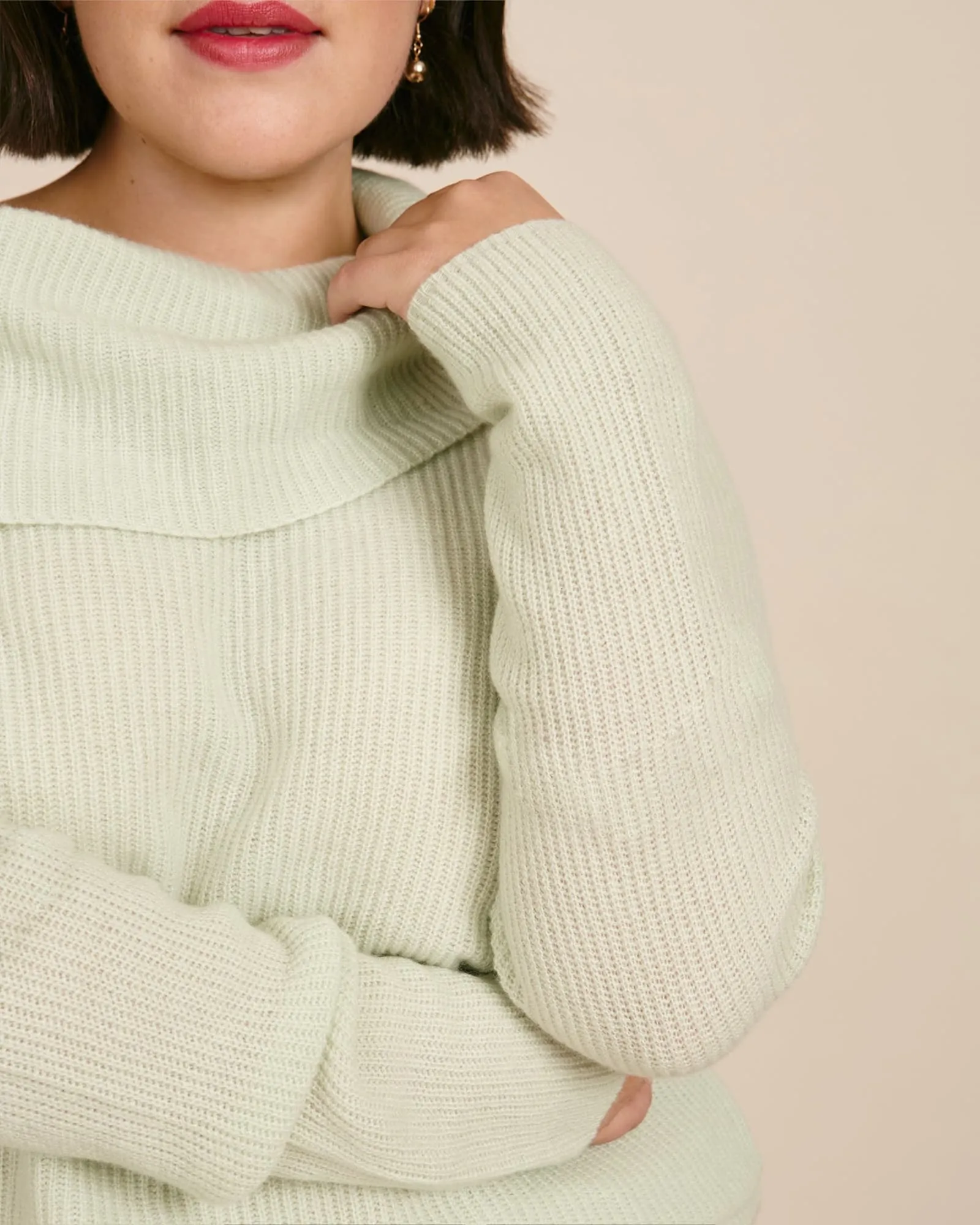 Cashmere Cowl Neck Long Sleeve Sweater | Mint